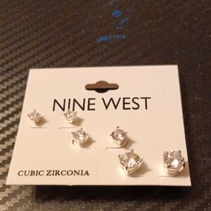 Nine West Silver Cubic Zirconia Earring Trio